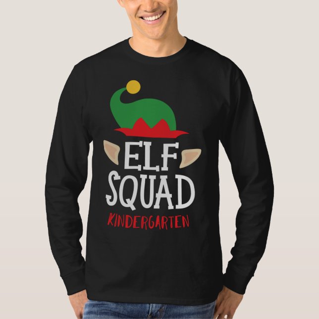 Weihnachts-Elf-Squad Kindergarten-Lehrer T-Shirt (Vorderseite)