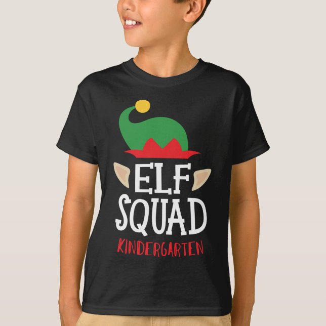 Weihnachts-Elf-Squad Kindergarten-Lehrer T-Shirt (Vorderseite)