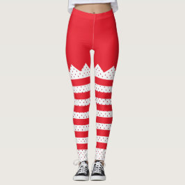 Weihnachts-Elf-Streifen und -Punkte Leggings