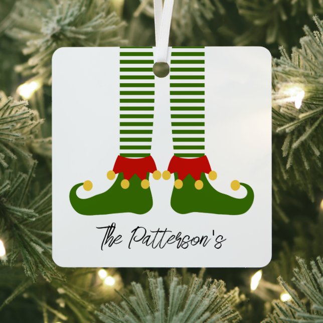 Weihnachts-Elf-Urlaub Familie Name Festlicher Spaß Ornament Aus Metall (InSitu)