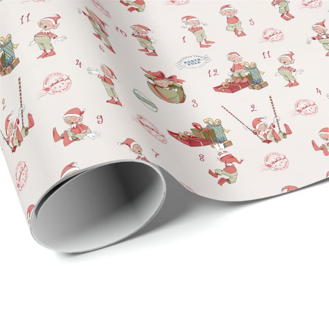 Weihnachts-Elf-Wrapping Paper vom Weihnachtsmann Geschenkpapier (Rolleneckpunkt)