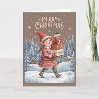 Weihnachts-Elfen-Mädchen-Feiertagskarte Feiertagskarte