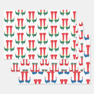 Weihnachts-Elfenfüße und -fersen Whimsical Geschenkpapier Set