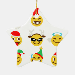 Weihnachts-Emoji glückliche Gesichter Keramikornament