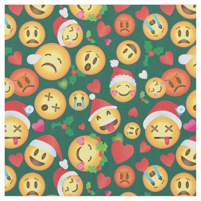 Weihnachts Emoji Print Fabric Stoff (Nahaufnahme)