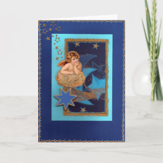 "Weihnachts-Engel auf Wolke mit Sternen" Feiertagskarte