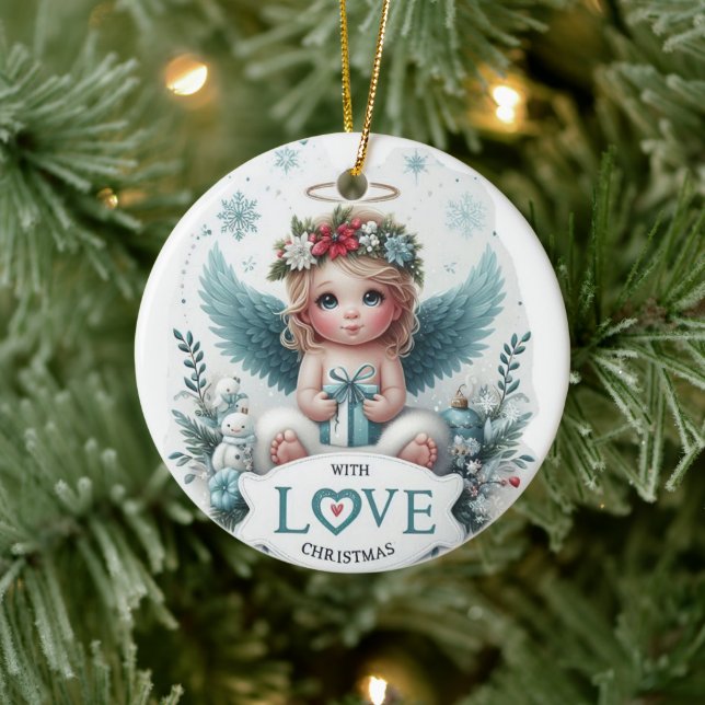 Weihnachts-Engel-Baby-Ornament Keramik Ornament (Baum)