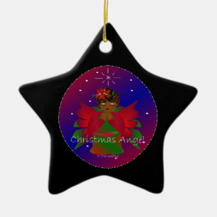 Weihnachts-Engel-Baby rund um die Welt in Schwarz  Keramik Ornament