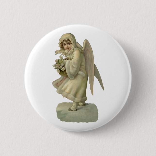Weihnachts-Engel-Blume, Viktorianischer Die Button (Vorderseite)