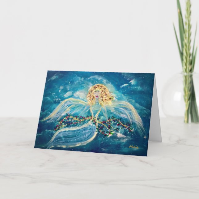 Weihnachts-Engel-Faltenkarte Karte (Vorderseite)