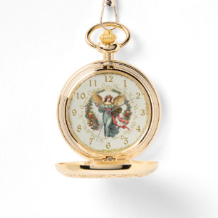 Weihnachts-Engel-Guardian Angel Gold Pocket Watch Armbanduhr