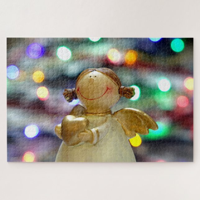 Weihnachts-Engel Holding a Liebe Herz Puzzle (Horizontal)