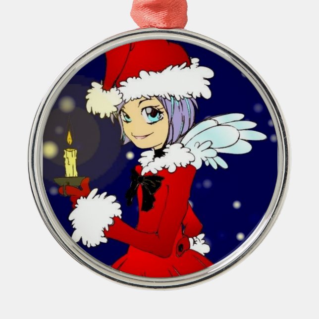 Weihnachts-Engel Kawaii Kerzenlicht Rundschmuck Ornament Aus Metall (Vorne)