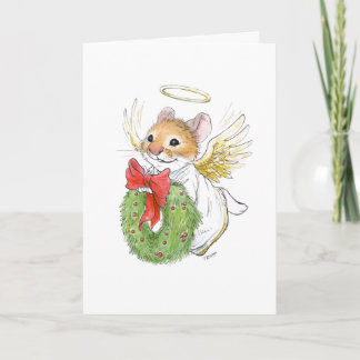 Weihnachts-Engel-Maus mit Kaminkarte Karte