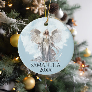 Weihnachts-Engel-Monogramm Keramik Ornament