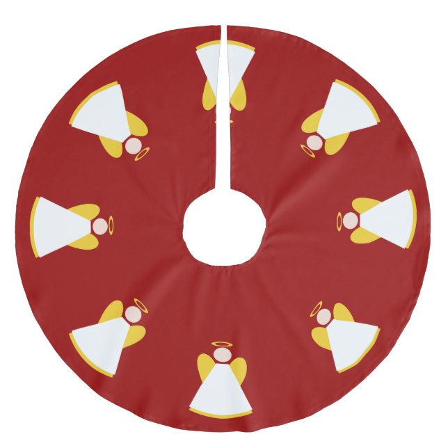 Weihnachts-Engel Red Gold White Xmas Polyester Weihnachtsbaumdecke (Vorderseite)