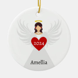 Weihnachts-Engel Rot Elegantes Personalisiertes Na Keramik Ornament