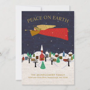 Weihnachts-Engel-Stadt Folk Art Holiday Moving Ankündigung