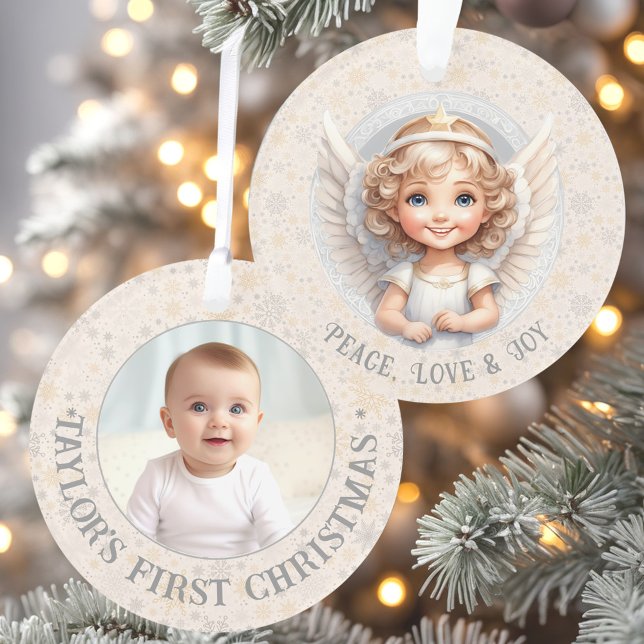 Weihnachts-Engel-Vorlagenname Foto Acryl Ornament (Christmas Angel Template Name Photo Acrylic Ornament)