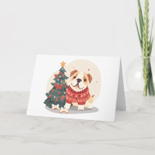 Weihnachts-Englisch-Bulldogge-Feiertags-Pullover Feiertagskarte