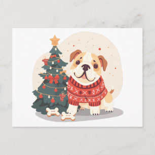Weihnachts-Englisch-Bulldoggen-Feiertagspulli Feiertagspostkarte