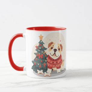 Weihnachts-Englisch-Bulldoggen-Feiertagspulli Tasse