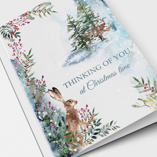 Weihnachts-Erinnerungskarte | Wälder Feiertagskarte (Thinking of You At Christmas Time Sympathy Bereavement Memorial Christmas Holiday card)