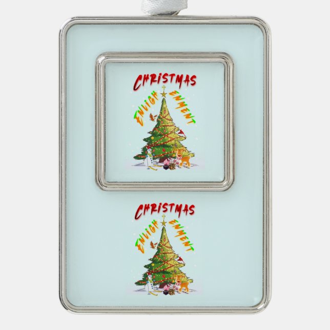 Weihnachts-Erleuchtung Rahmen-Ornament Silber (Vorderseite)