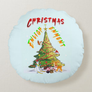 Weihnachts-Erleuchtung Rundes Kissen