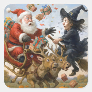 Weihnachts-Erntedank und Halloween-Crash Quadratischer Aufkleber