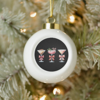 Weihnachts-Espresso-Martini-Zuckerstangen-Bogen-Fe Keramik Kugel-Ornament