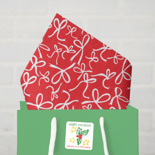 Weihnachts-Etikett mit Weihnachts-Holly-Muster Quadratischer Aufkleber