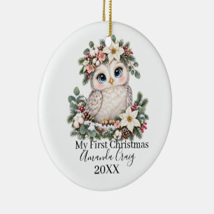 Weihnachts-Eule Erster Weihnachts-Schmuck Keramik Ornament