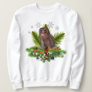 Weihnachts-Eule mit Schneeflocken Sweatshirt