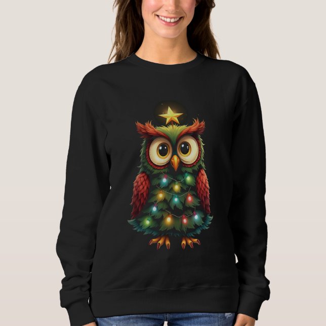Weihnachts-Eulen-Dekoration Sweatshirt (Vorderseite)