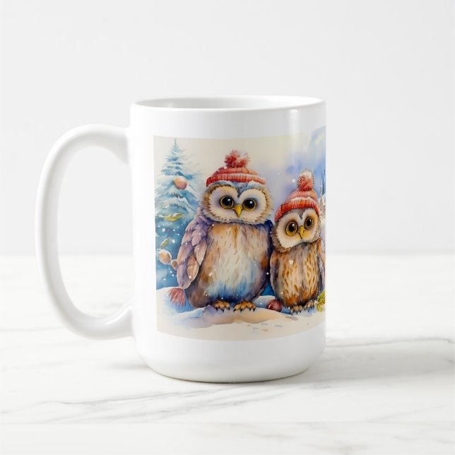 Weihnachts-Eulen Kaffeetasse (Links)