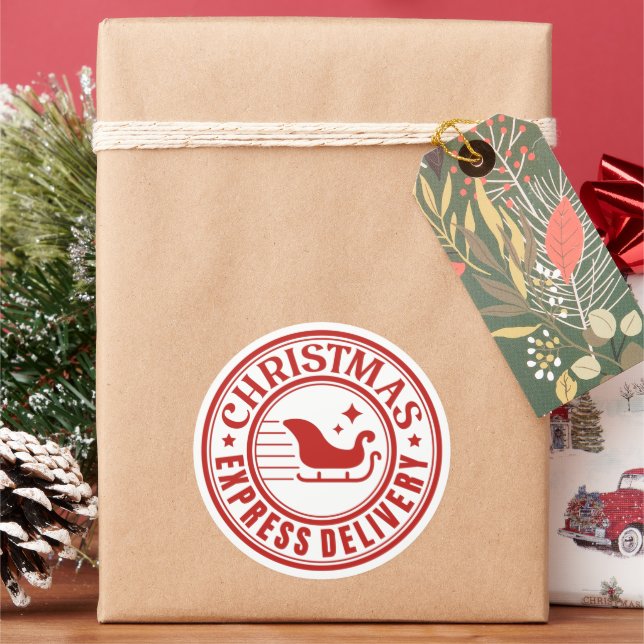 Weihnachts-Express-Lieferung Runder Aufkleber (Feiertag)
