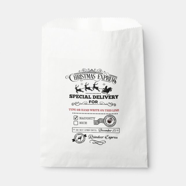 Weihnachts-Express-Sonderlieferung NAUGHTY-Leckere Geschenktütchen (Vorderseite)