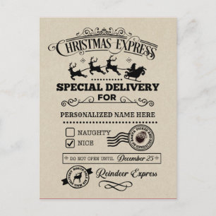 Weihnachts-Express-Sonderlieferung Nettliste Feiertagspostkarte