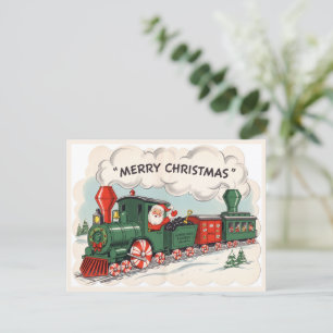 Weihnachts-Express-Zug Vintage-Postkarte Feiertagspostkarte