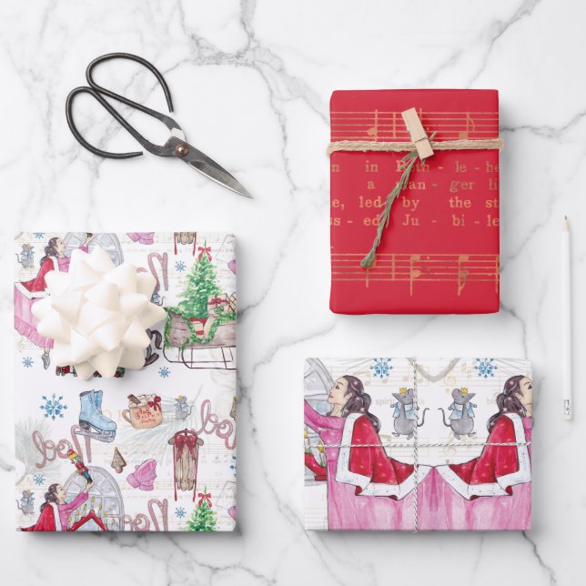 Weihnachts Fairy Tale Hand gemalt Aquarell Geschenkpapier Set (Vorderseite)