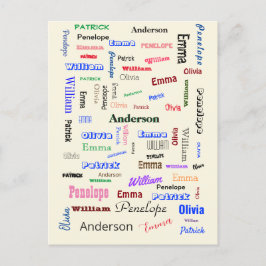 Weihnachts-Familie Word Cloud Custom einzigartig Postkarte