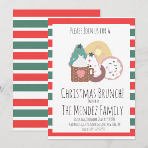 Weihnachts-Familien-Brunch-Pfannkuchen-Kekse-Donut Einladung
