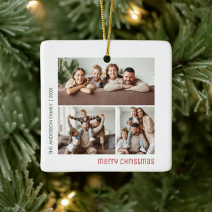 Weihnachts-Familienfotos-Collage Keramikornament