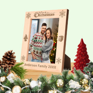 Weihnachts Familienname Tree Snowflakes 8x10 Geätzte Rahmen