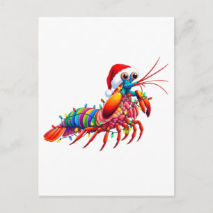 Weihnachts-Fangschreckenkrebs Odontodactylus Bunt Feiertagspostkarte