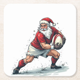 Weihnachts Fantasy Football Spiel Weihnachtsmann Rechteckiger Pappuntersetzer