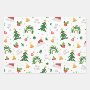 Weihnachts farbenfrohe Dekorpapier Geschenkpapier Set