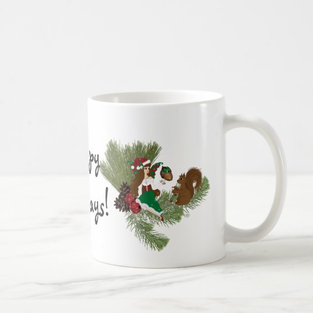 Weihnachts-Fee und Eichhörnchen Geschenk Tasse (Rechts)