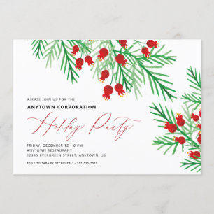 Weihnachts-Feierabend im Wasserfarben-Kiefernwald Einladung